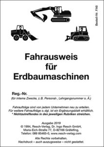 Fahrschule Gessner Fahrausweis für Erdbaumaschinen