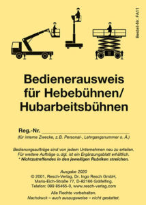 Fahrschule Gessner Bedienerausweis für Hebebühnen/Hubarbeitsbühnen